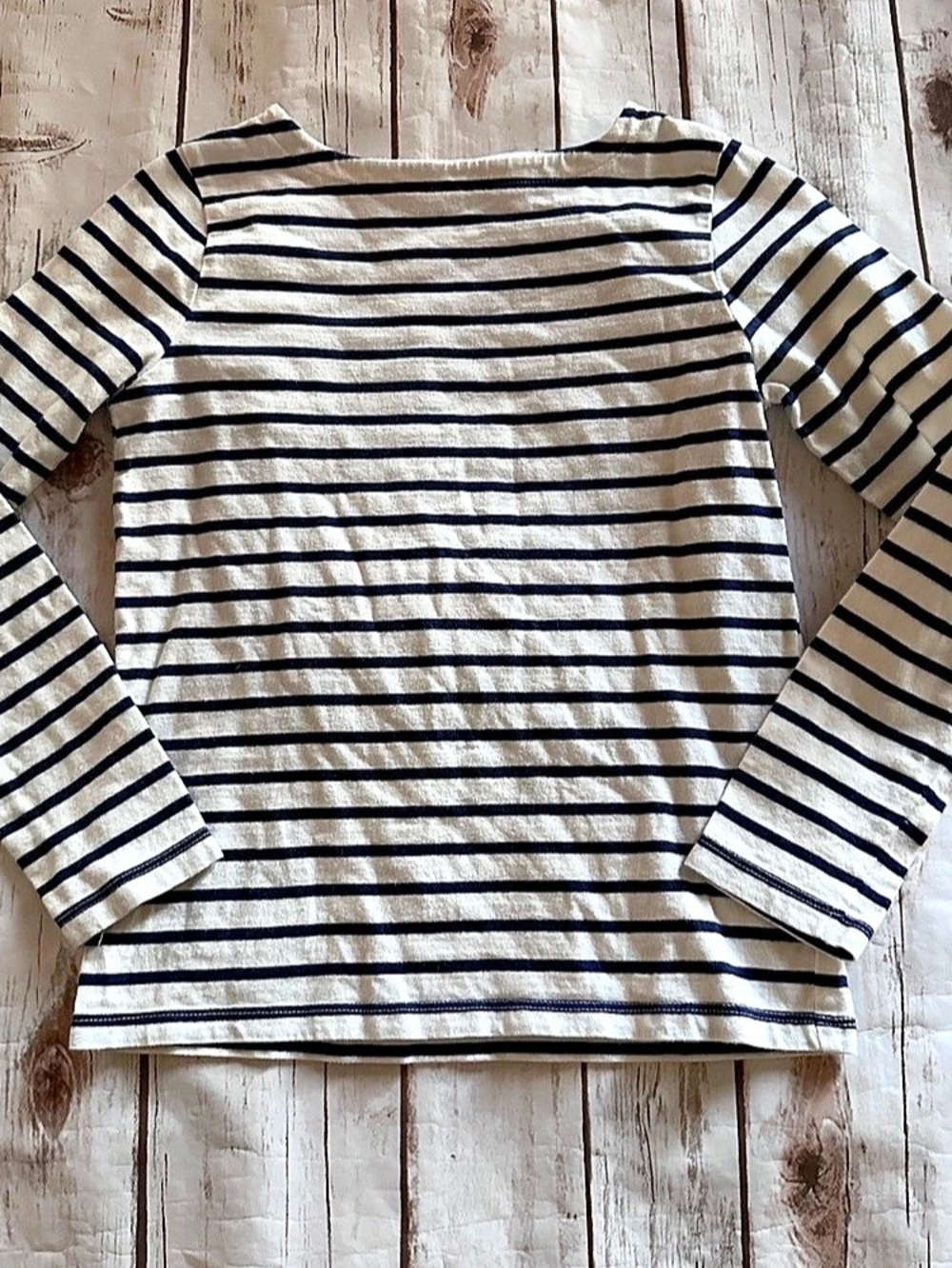 Mini Boden navy/white striped long sleeve shirt in size 8-9Y vguc